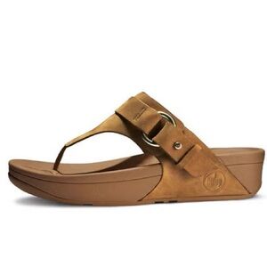 FitFlop Adjustable Leather Sandals in Cognac Sz 6